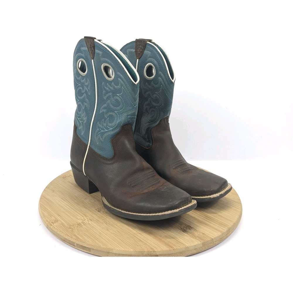 Ariat Fatbaby Cowboy Boots Mens 5 Green Brown Mid Country Embroidered Western